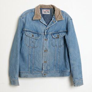 Vintage Lee Storm Rider Denim Jacket Blanket Lined Corduroy Collar